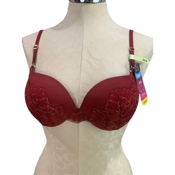 36B Maidenform Bra DM9900 Push-Up Plunging Neckline Bra Padded Underwire New - Picture 2 of 8